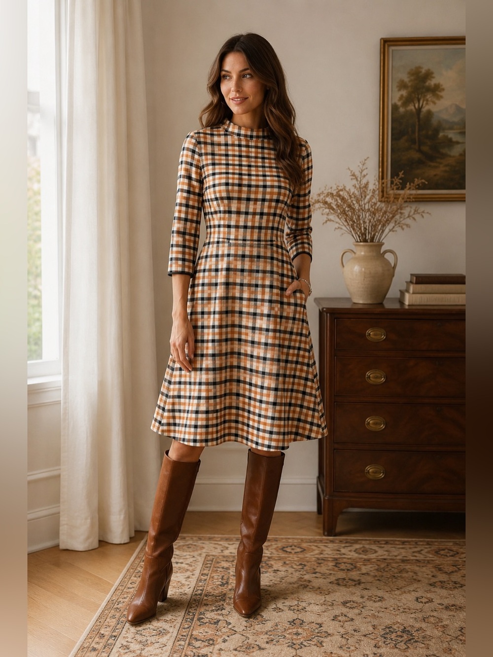 Marella Max Mara Guana Wool-Blend A-Line Dress